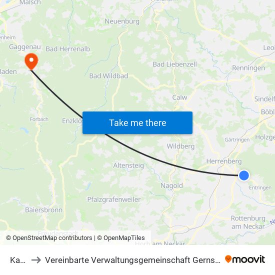 Kayh to Vereinbarte Verwaltungsgemeinschaft Gernsbach map