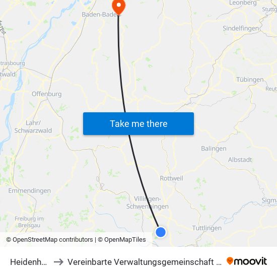 Heidenhofen to Vereinbarte Verwaltungsgemeinschaft Gernsbach map