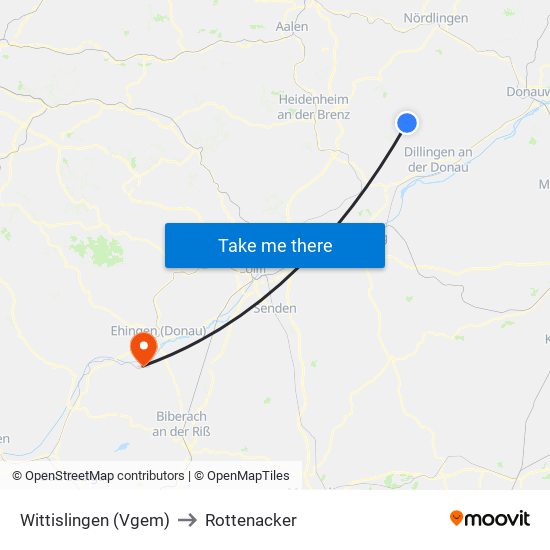 Wittislingen (Vgem) to Rottenacker map