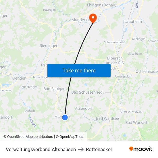 Verwaltungsverband Altshausen to Rottenacker map