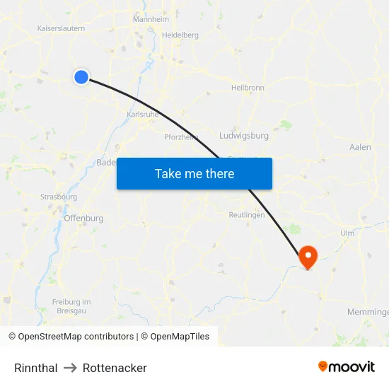 Rinnthal to Rottenacker map