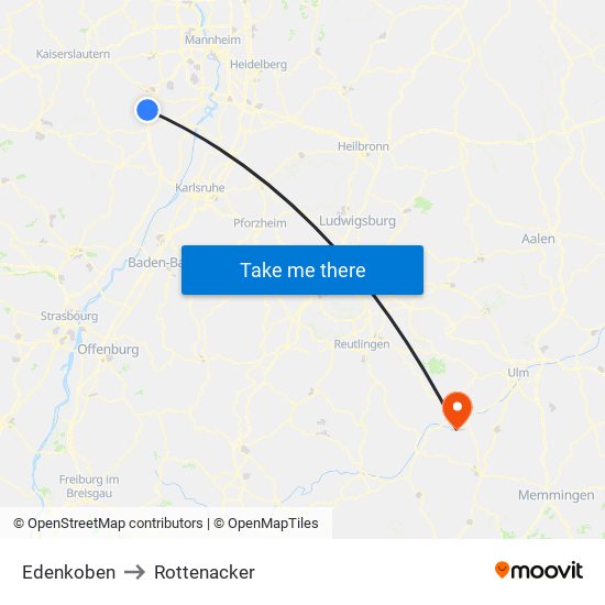 Edenkoben to Rottenacker map