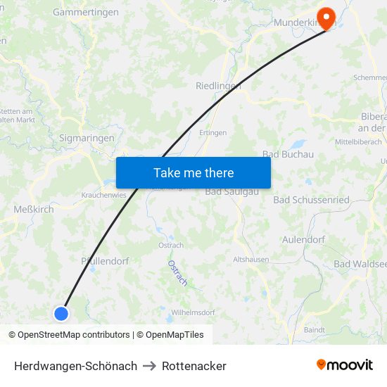 Herdwangen-Schönach to Rottenacker map