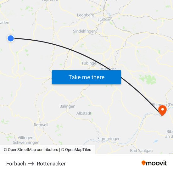 Forbach to Rottenacker map