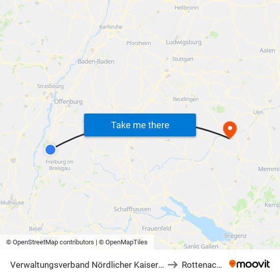 Verwaltungsverband Nördlicher Kaiserstuhl to Rottenacker map