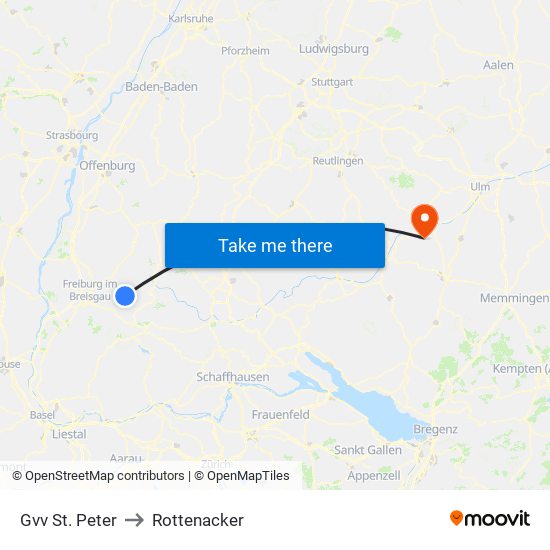 Gvv St. Peter to Rottenacker map