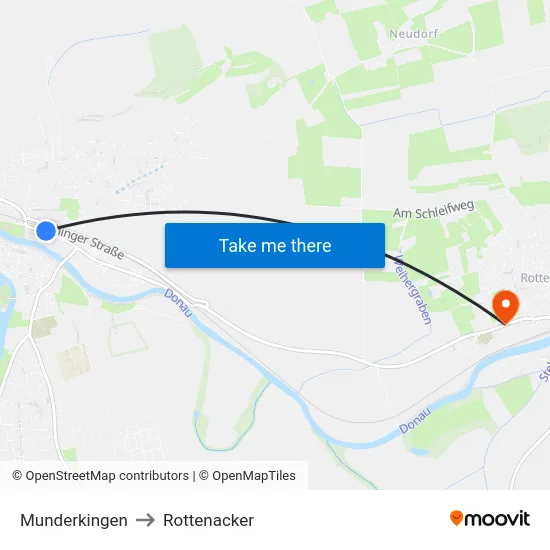 Munderkingen to Rottenacker map