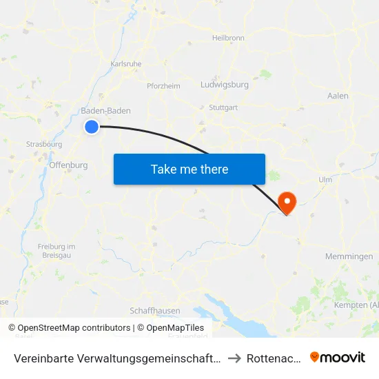 Vereinbarte Verwaltungsgemeinschaft Bühl to Rottenacker map
