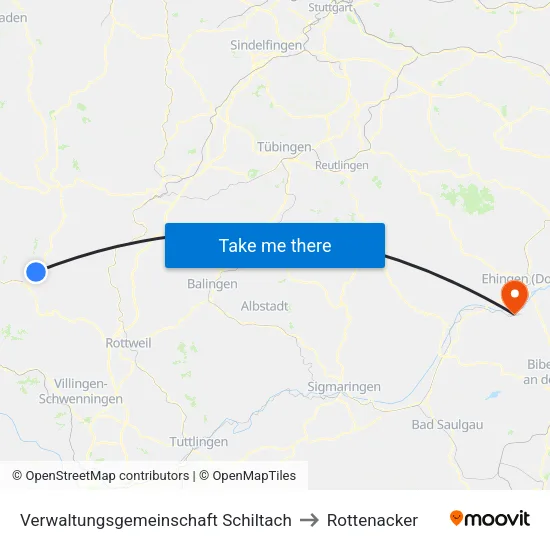 Verwaltungsgemeinschaft Schiltach to Rottenacker map