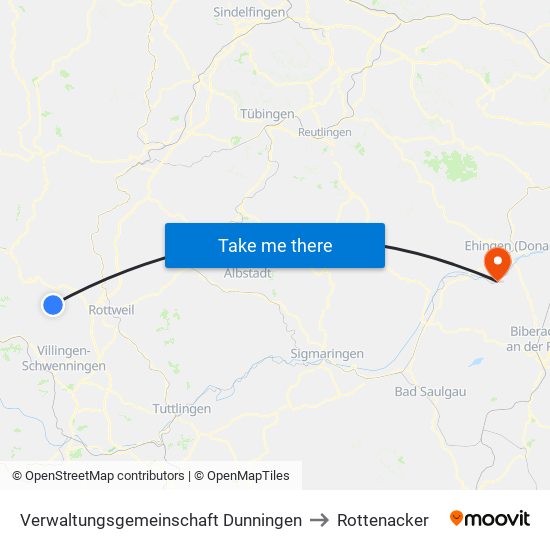 Verwaltungsgemeinschaft Dunningen to Rottenacker map