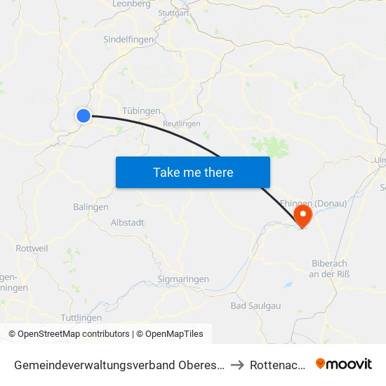 Gemeindeverwaltungsverband Oberes Gäu to Rottenacker map