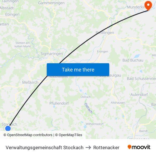 Verwaltungsgemeinschaft Stockach to Rottenacker map