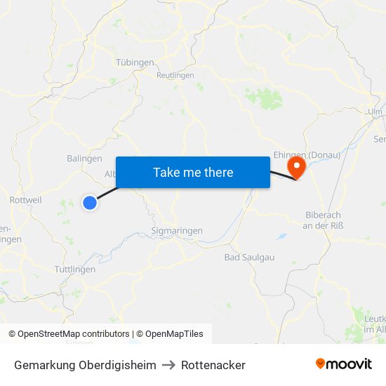 Gemarkung Oberdigisheim to Rottenacker map