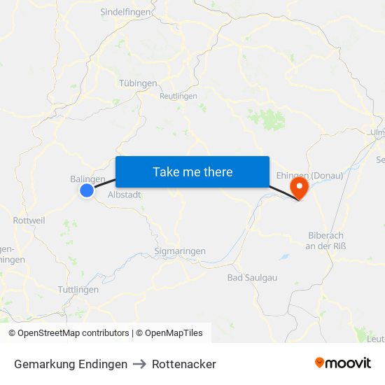 Gemarkung Endingen to Rottenacker map