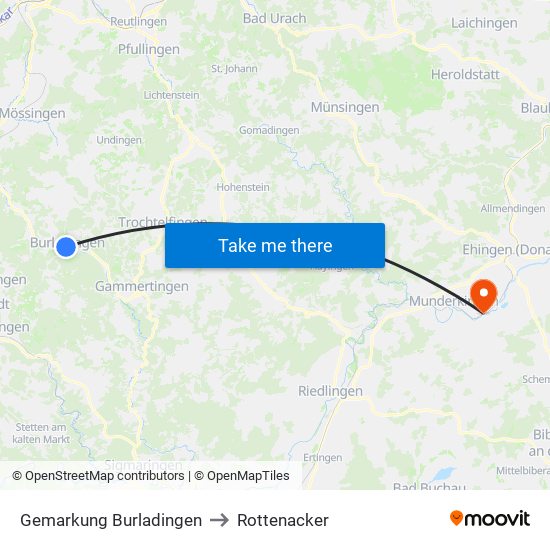 Gemarkung Burladingen to Rottenacker map