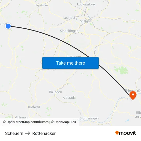 Scheuern to Rottenacker map