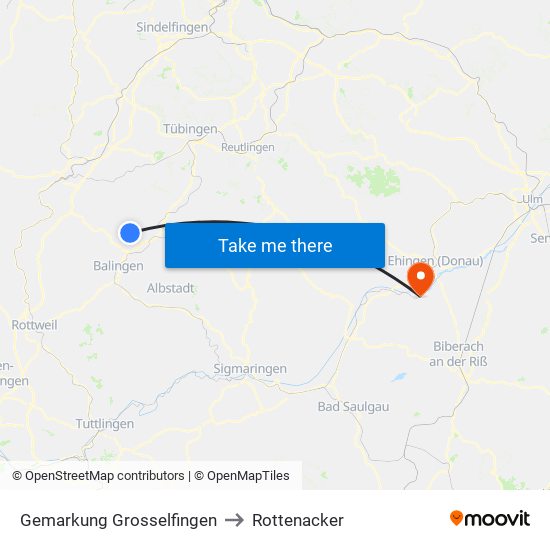 Gemarkung Grosselfingen to Rottenacker map