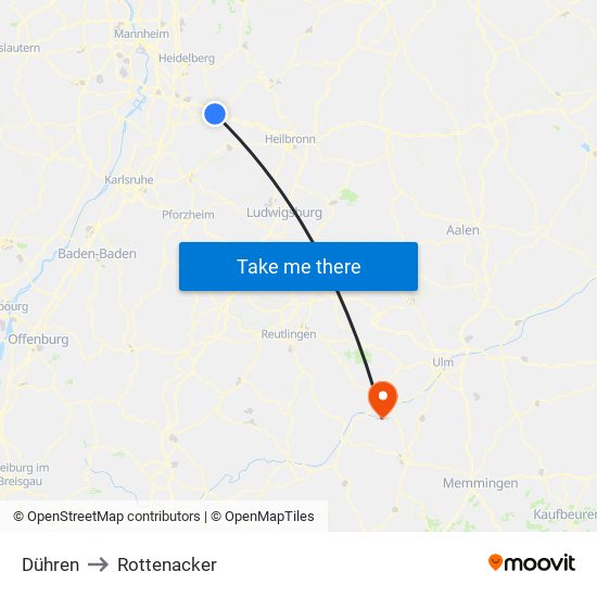 Dühren to Rottenacker map