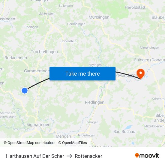 Harthausen Auf Der Scher to Rottenacker map