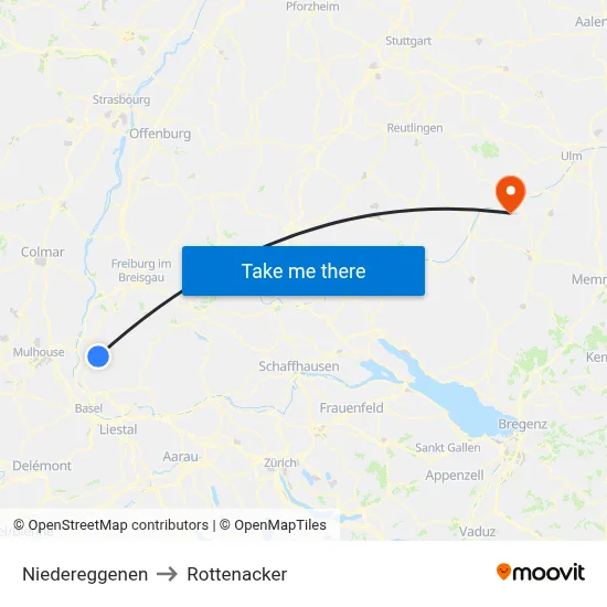 Niedereggenen to Rottenacker map