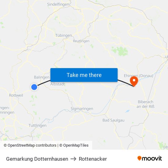 Gemarkung Dotternhausen to Rottenacker map