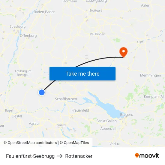 Faulenfürst-Seebrugg to Rottenacker map