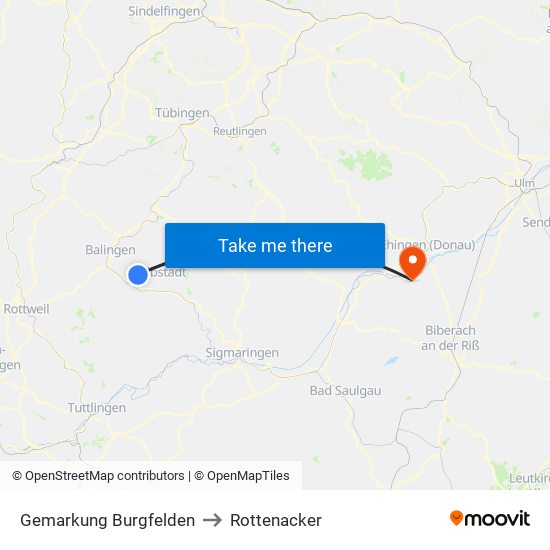 Gemarkung Burgfelden to Rottenacker map