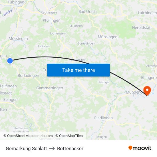 Gemarkung Schlatt to Rottenacker map