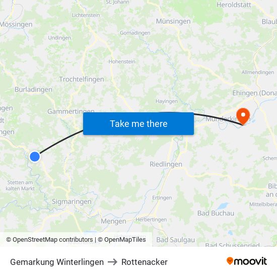 Gemarkung Winterlingen to Rottenacker map