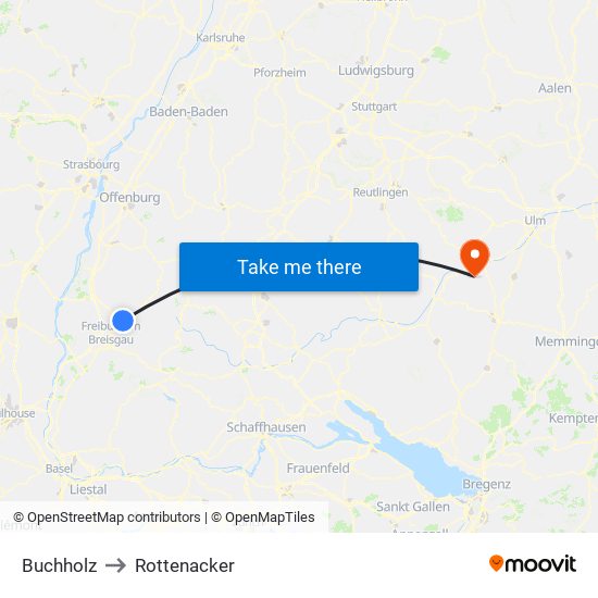Buchholz to Rottenacker map