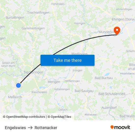 Engelswies to Rottenacker map