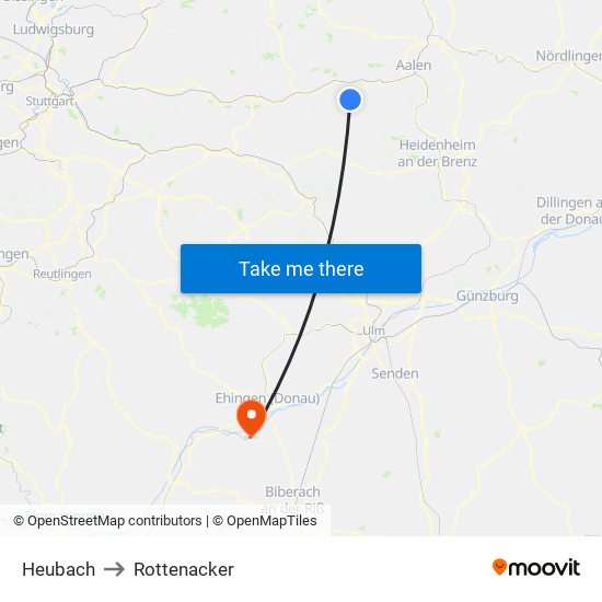 Heubach to Rottenacker map