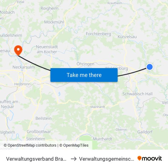 Verwaltungsverband Braunsbach-Untermünkheim to Verwaltungsgemeinschaft Bad Friedrichshall map