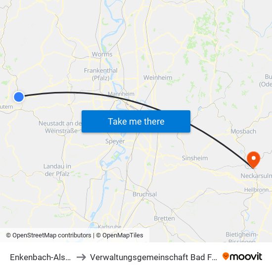 Enkenbach-Alsenborn to Verwaltungsgemeinschaft Bad Friedrichshall map