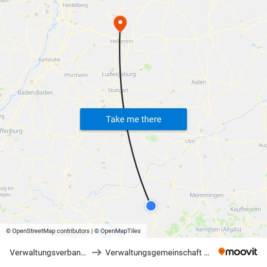 Verwaltungsverband Altshausen to Verwaltungsgemeinschaft Bad Friedrichshall map