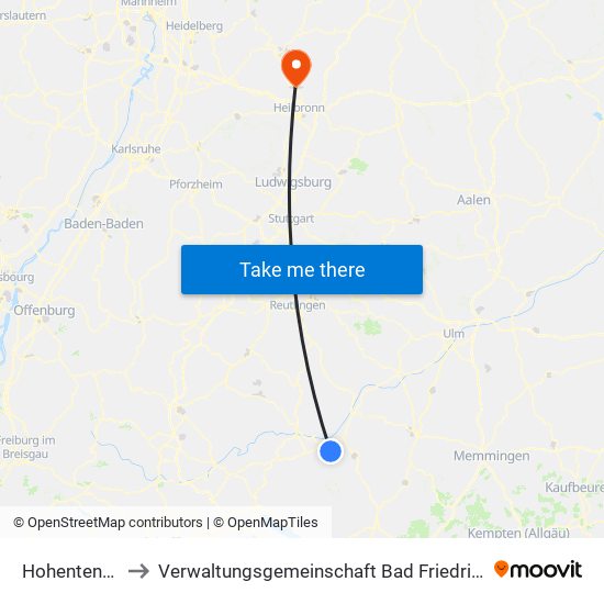 Hohentengen to Verwaltungsgemeinschaft Bad Friedrichshall map