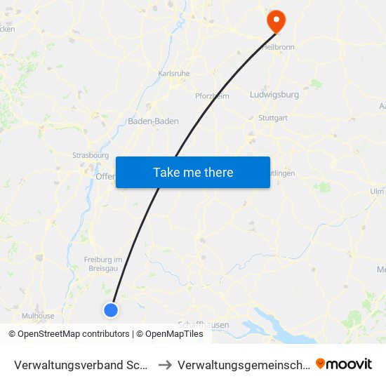 Verwaltungsverband Schönau Im Schwarzwald to Verwaltungsgemeinschaft Bad Friedrichshall map