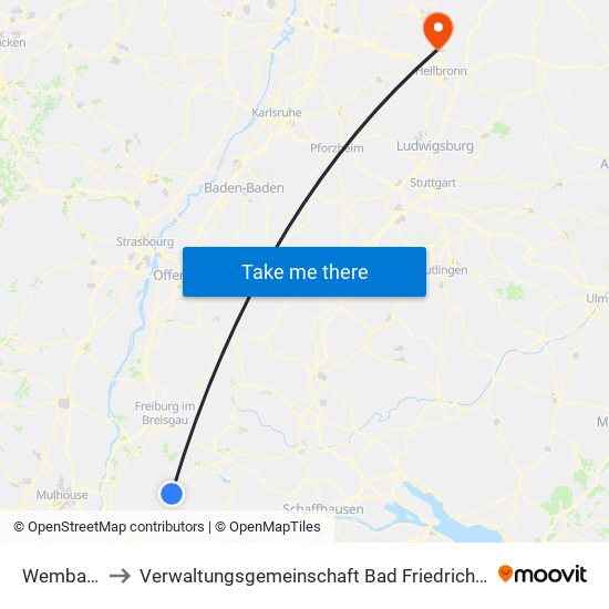 Wembach to Verwaltungsgemeinschaft Bad Friedrichshall map