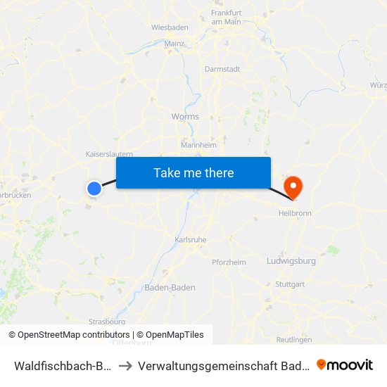 Waldfischbach-Burgalben to Verwaltungsgemeinschaft Bad Friedrichshall map