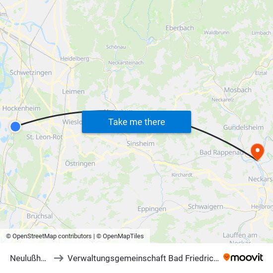 Neulußheim to Verwaltungsgemeinschaft Bad Friedrichshall map