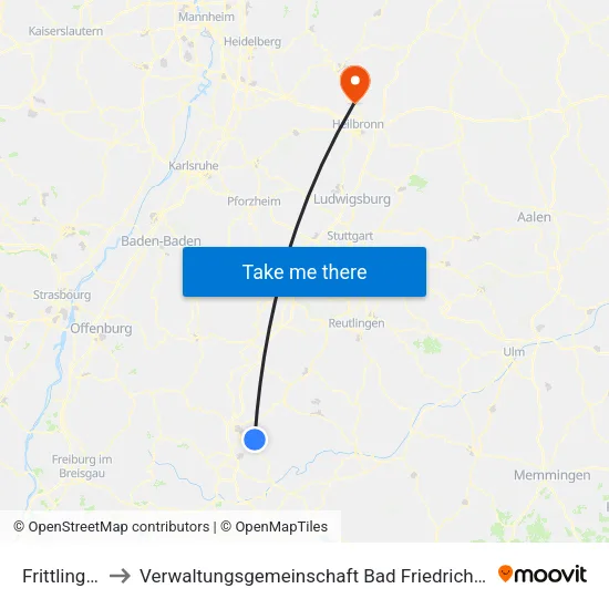 Frittlingen to Verwaltungsgemeinschaft Bad Friedrichshall map