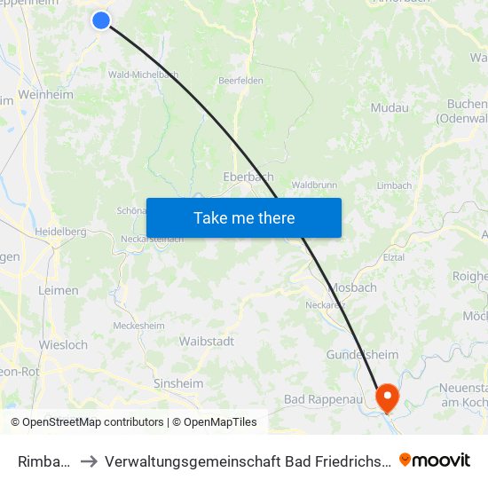 Rimbach to Verwaltungsgemeinschaft Bad Friedrichshall map