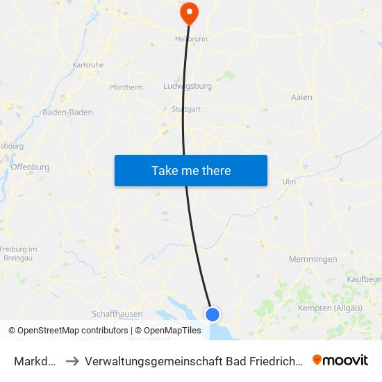 Markdorf to Verwaltungsgemeinschaft Bad Friedrichshall map