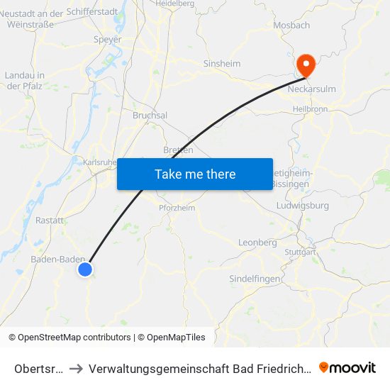Obertsrot to Verwaltungsgemeinschaft Bad Friedrichshall map