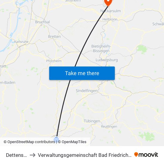 Dettensee to Verwaltungsgemeinschaft Bad Friedrichshall map