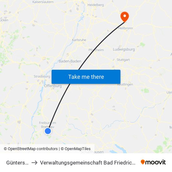 Günterstal to Verwaltungsgemeinschaft Bad Friedrichshall map
