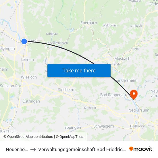 Neuenheim to Verwaltungsgemeinschaft Bad Friedrichshall map