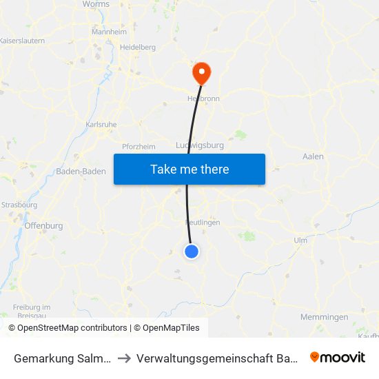 Gemarkung Salmendingen to Verwaltungsgemeinschaft Bad Friedrichshall map