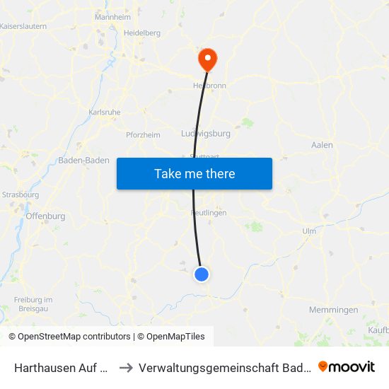 Harthausen Auf Der Scher to Verwaltungsgemeinschaft Bad Friedrichshall map