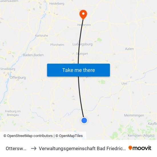 Otterswang to Verwaltungsgemeinschaft Bad Friedrichshall map